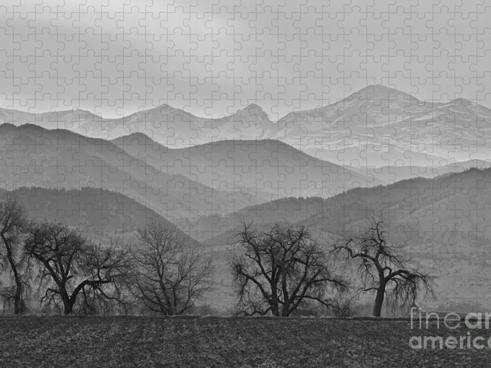 Boulder Jigsaw Puzzle featuring the photograph Boulder County Layers BW by James BO Insogna