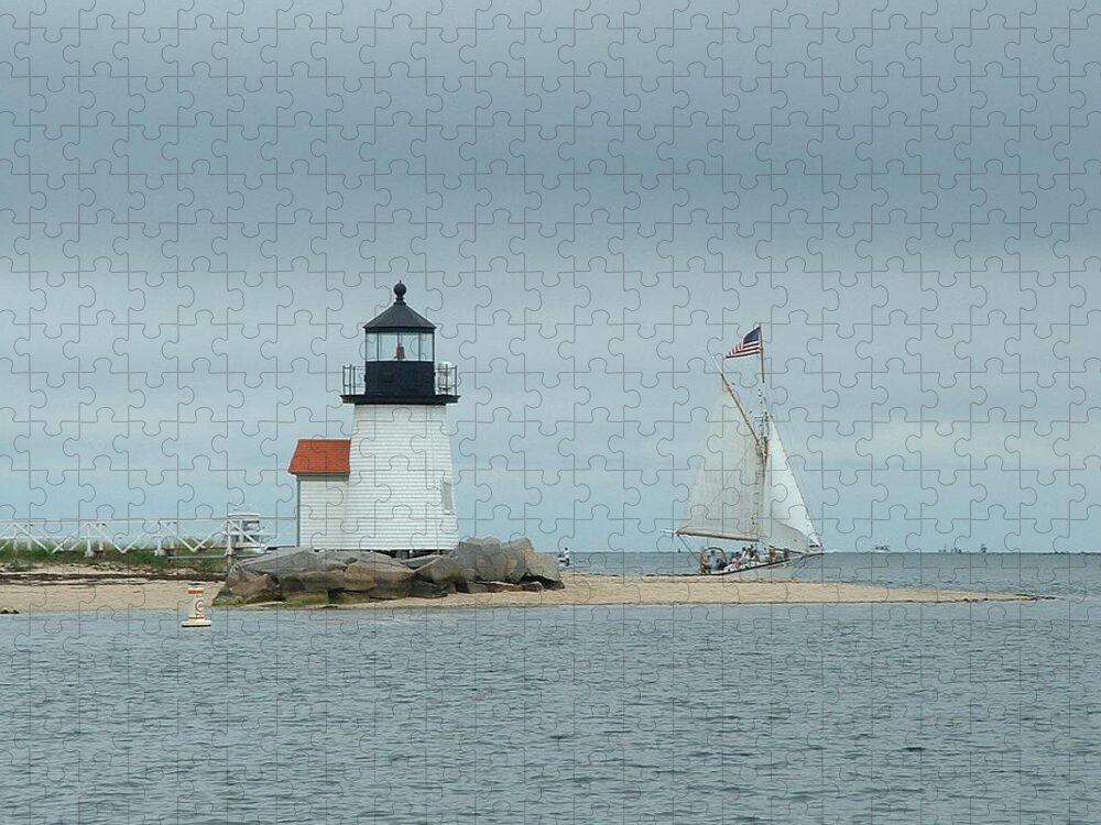 Sailboat Jigsaw Puzzle featuring the photograph Brant Point Abeam by Lin Grosvenor