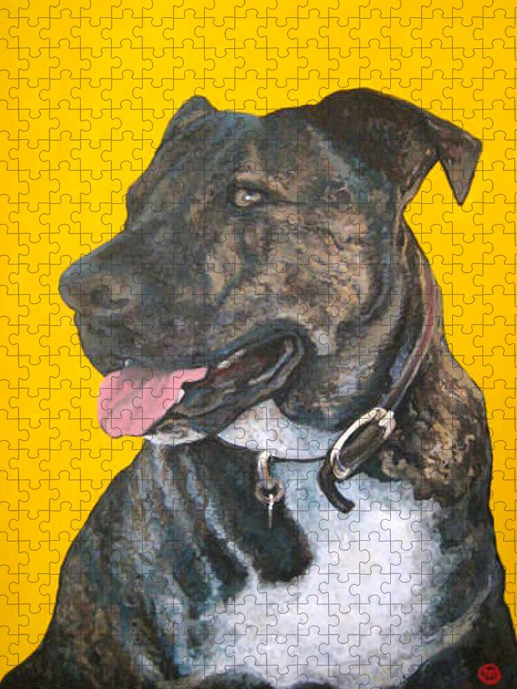 Dog Portrait Jigsaw Puzzle featuring the painting Buddy by Tom Roderick