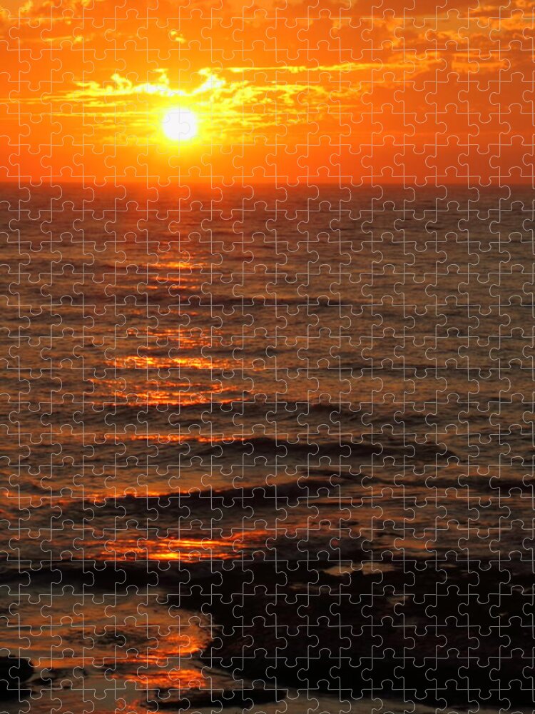 Sunset Jigsaw Puzzle featuring the photograph California Sunset by Coby Cooper