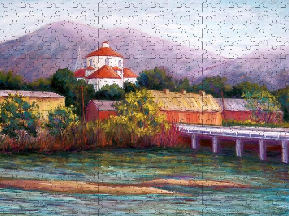 Canutillo Tx Jigsaw Puzzle featuring the pastel Canutillo and the River by Candy Mayer