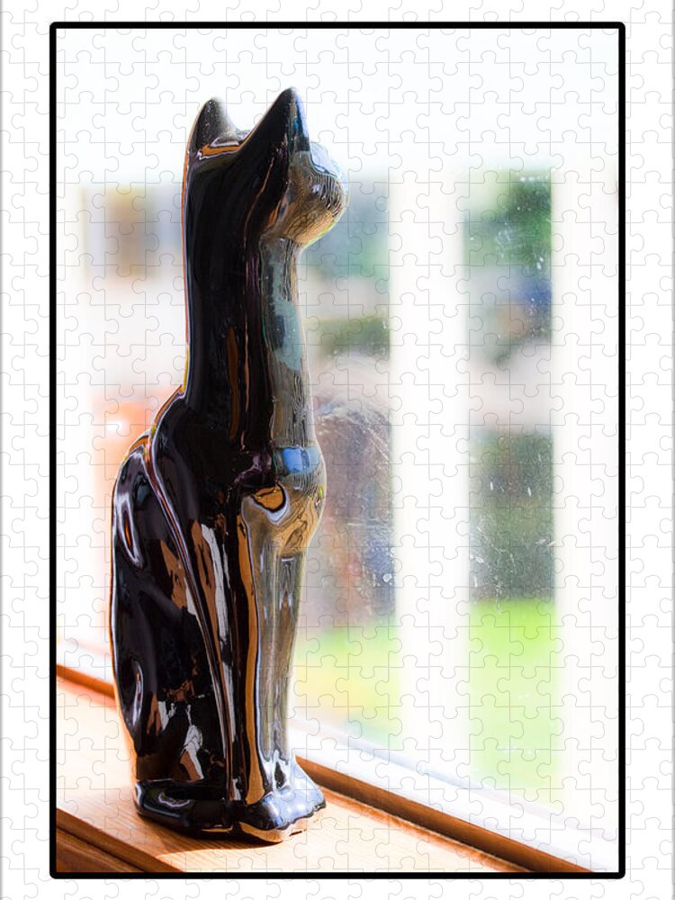 Ceramic Cat Jigsaw Puzzle featuring the photograph Cat At The Window by Marie Jamieson