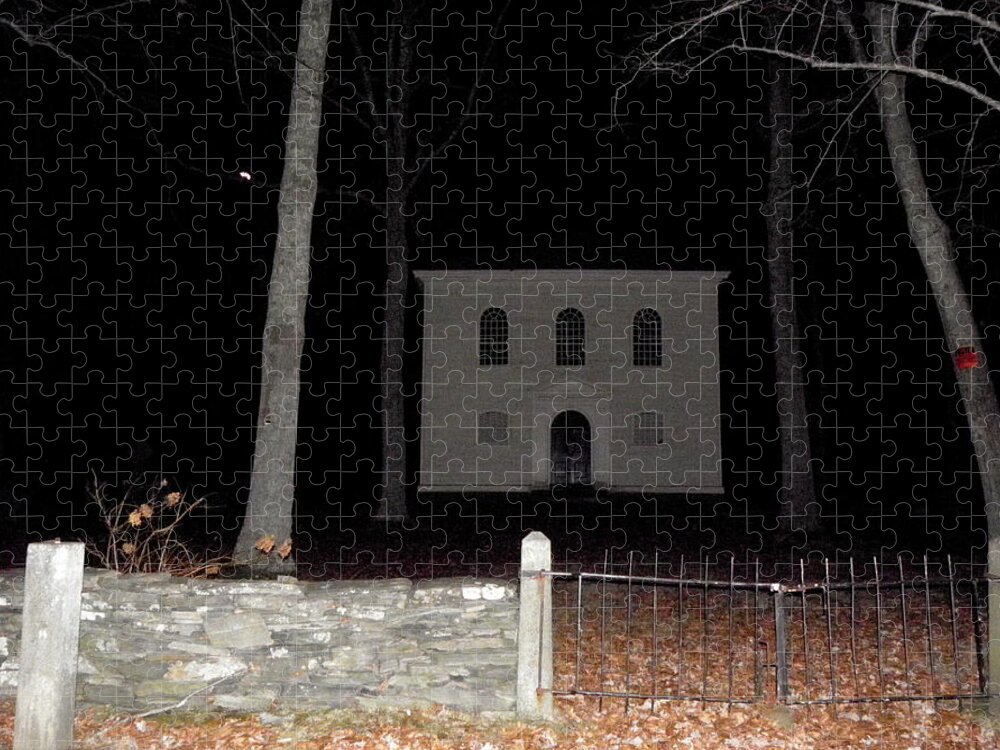 Cemetery Jigsaw Puzzle featuring the photograph Cemetery on a full moons night by Kim Galluzzo