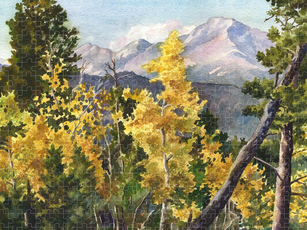 Colorado Rocky Mountains Painting Jigsaw Puzzle featuring the painting Chief's Head Mountain by Anne Gifford