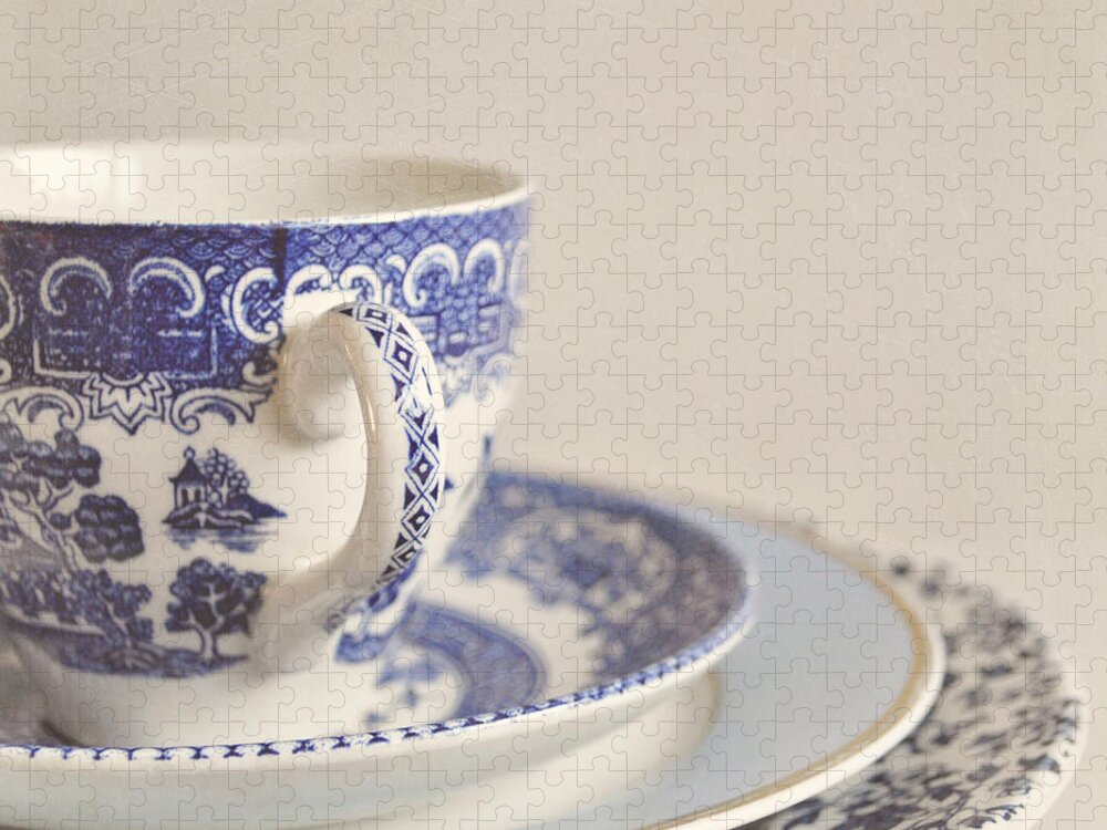 Cup Jigsaw Puzzle featuring the photograph China cup and plates by Lyn Randle