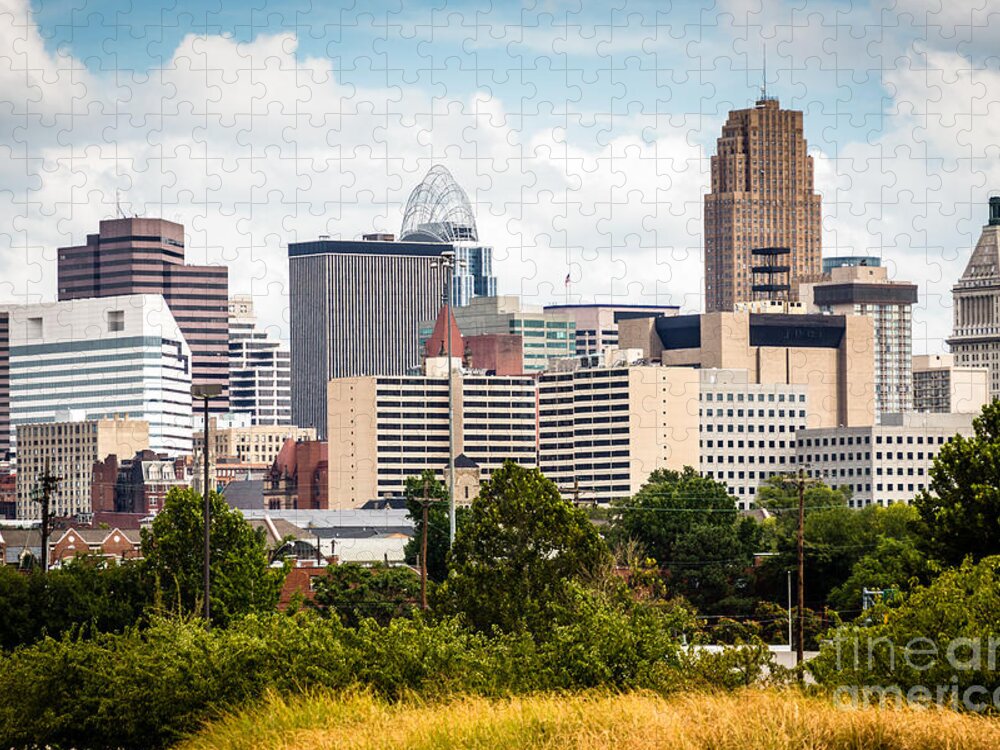 2012 Jigsaw Puzzle featuring the photograph Cincinnati Skyline Downtown City Buildings by Paul Velgos
