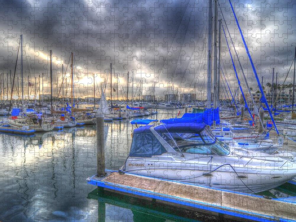 Marina Jigsaw Puzzle featuring the photograph Clouds Over Marina by Richard Omura