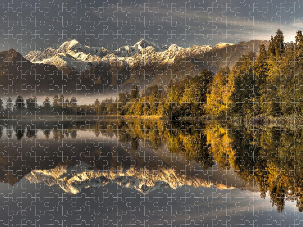 00462444 Jigsaw Puzzle featuring the photograph Dawn Reflection Of Lake Matheson by Colin Monteath