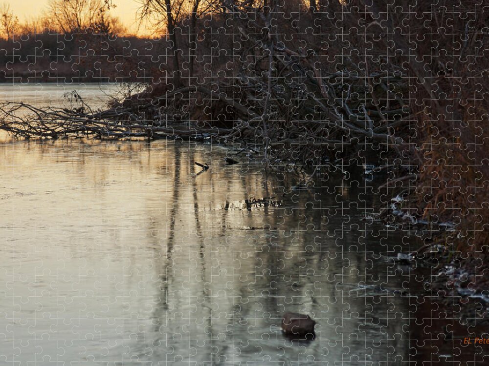 Sun Rise Jigsaw Puzzle featuring the photograph Early Morning Waterline by Ed Peterson