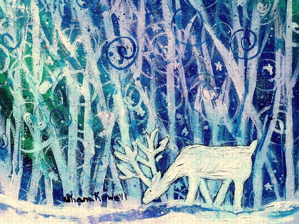 Winter Jigsaw Puzzle featuring the painting Enchanted Winter Forest by Shana Rowe Jackson