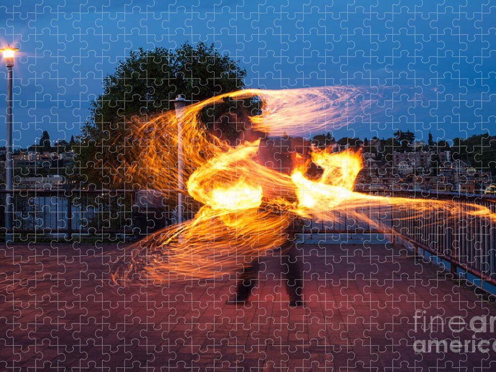 Performance Jigsaw Puzzle featuring the photograph Fiery Dancer by Mike Reid