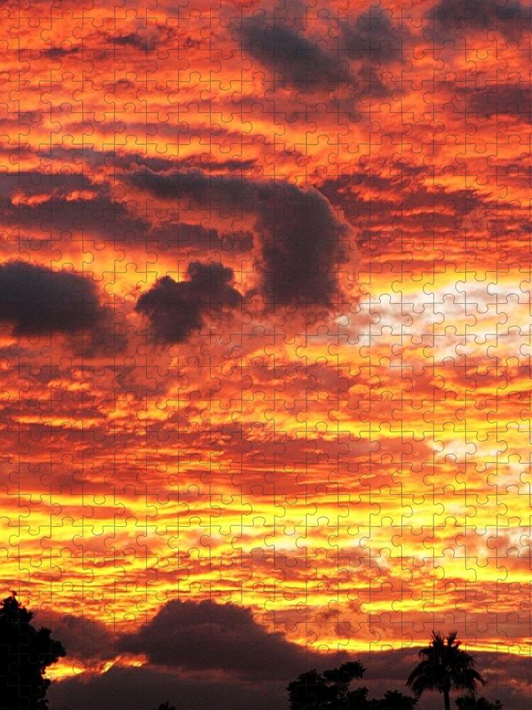Clouds Jigsaw Puzzle featuring the photograph Fire In The Sky by Louise Mingua