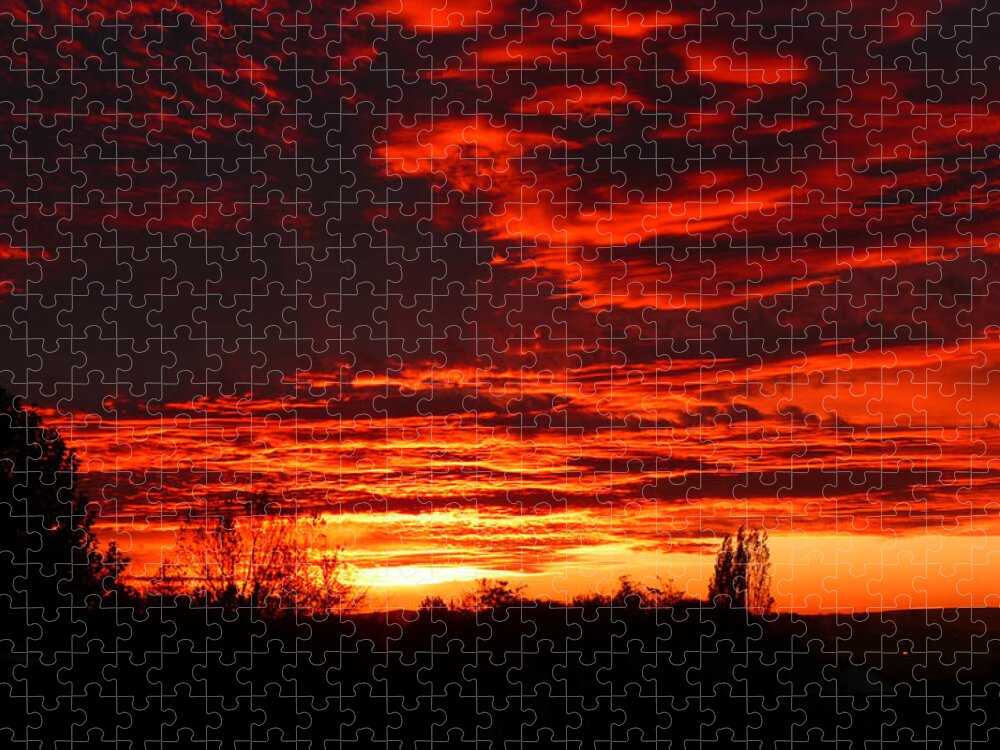 Sunset Jigsaw Puzzle featuring the photograph Firey Idaho Sunset by Jo Sheehan