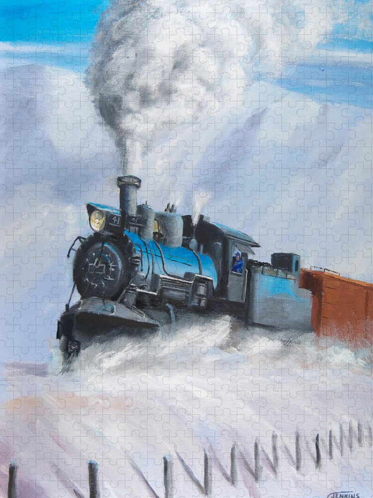 Train Jigsaw Puzzle featuring the painting First Train Through by Christopher Jenkins