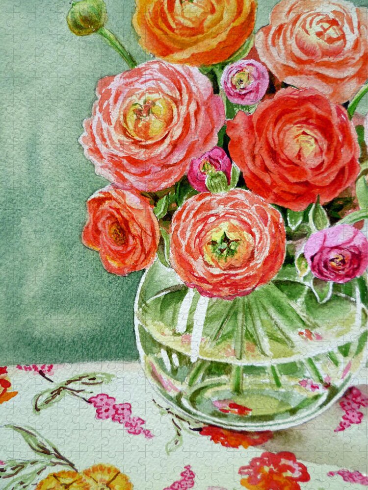Flowers Jigsaw Puzzle featuring the painting Fresh Cut Flowers by Irina Sztukowski