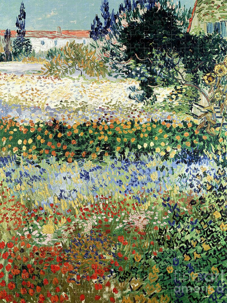 Garden In Bloom Jigsaw Puzzle featuring the painting Garden in Bloom by Vincent Van Gogh
