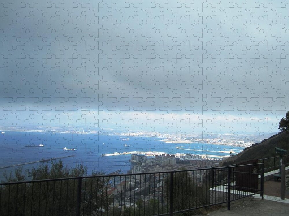Gibraltar Jigsaw Puzzle featuring the photograph Gibraltar Harbor Bay View UK by John Shiron
