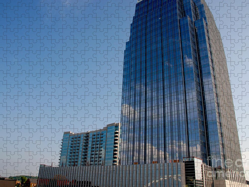 Glass Buildings Jigsaw Puzzle featuring the photograph Glass Buildings Nashville by Susanne Van Hulst