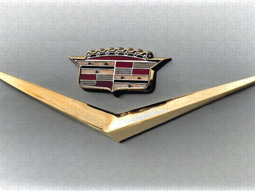 Cadillac Puzzle featuring the digital art Gold Badge Cadillac by Douglas Pittman