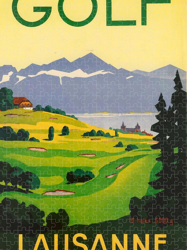 Golf Jigsaw Puzzle featuring the digital art Golfing in Lausanne by Georgia Clare