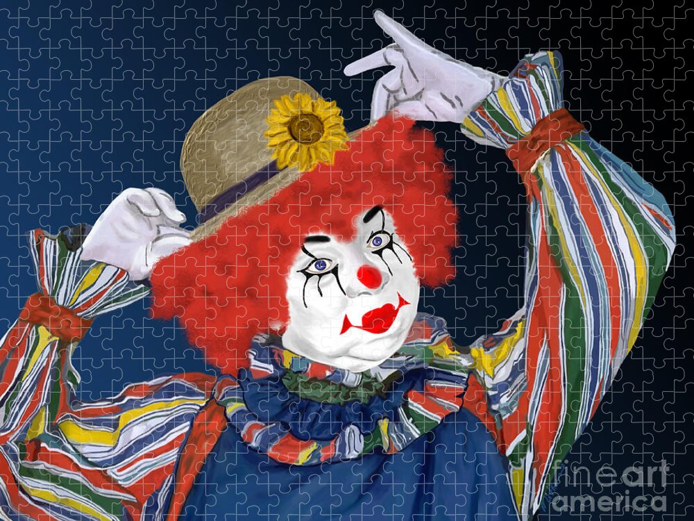 Happy Clown Jigsaw Puzzle featuring the painting Happy Clown by Two Hivelys
