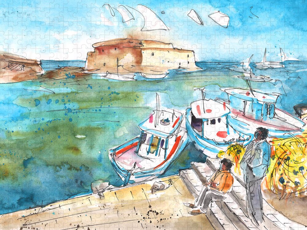 Travel Sketch Jigsaw Puzzle featuring the painting Heraklion 02 by Miki De Goodaboom