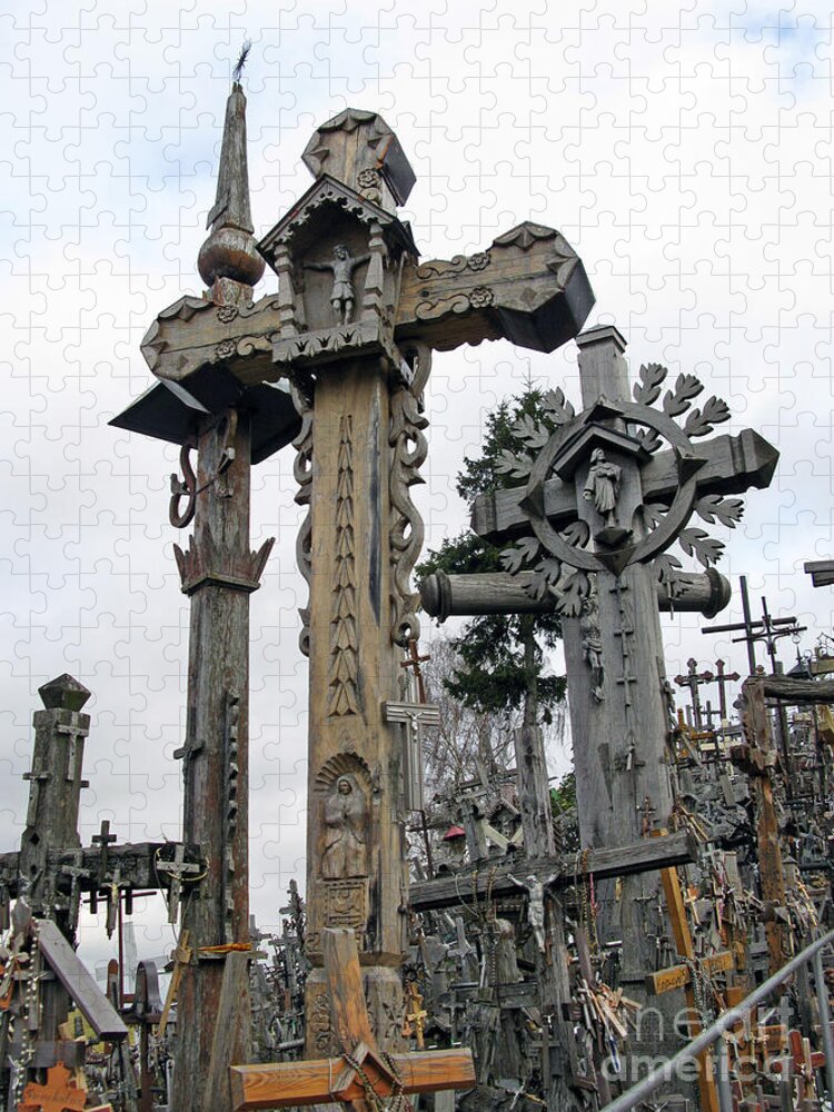 Lithuania Jigsaw Puzzle featuring the photograph Hill of Crosses 09. Lithuania by Ausra Huntington nee Paulauskaite