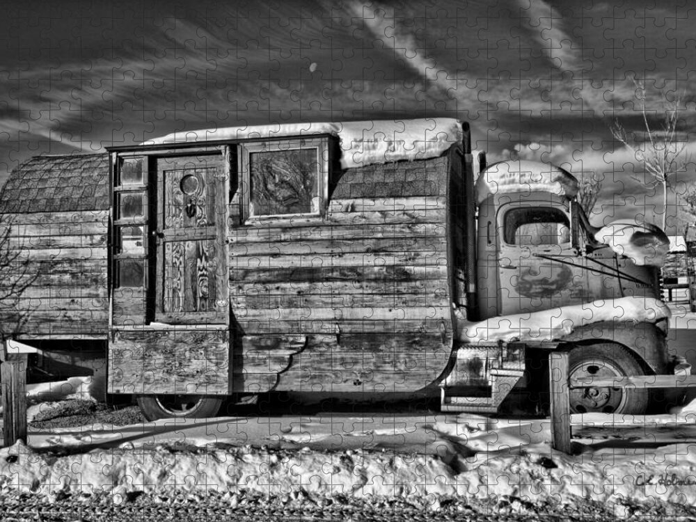 Mobile Jigsaw Puzzle featuring the photograph Home On Wheels - BW by Christopher Holmes