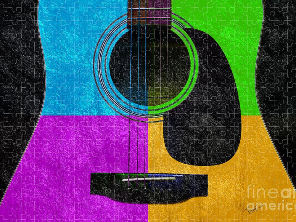 Hour Glass Guitar Jigsaw Puzzle featuring the photograph Hour Glass Guitar 4 Colors 3 by Andee Design