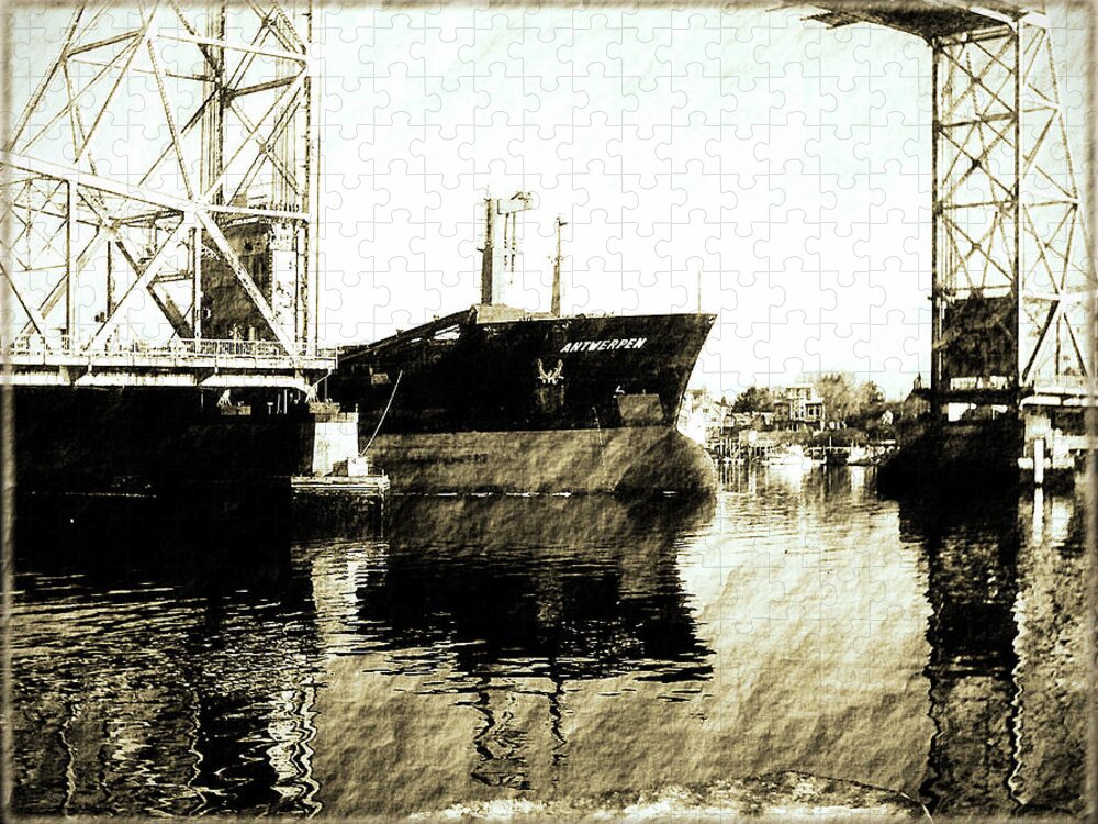 Ship Jigsaw Puzzle featuring the photograph In Portsmouth Harbor by Marie Jamieson