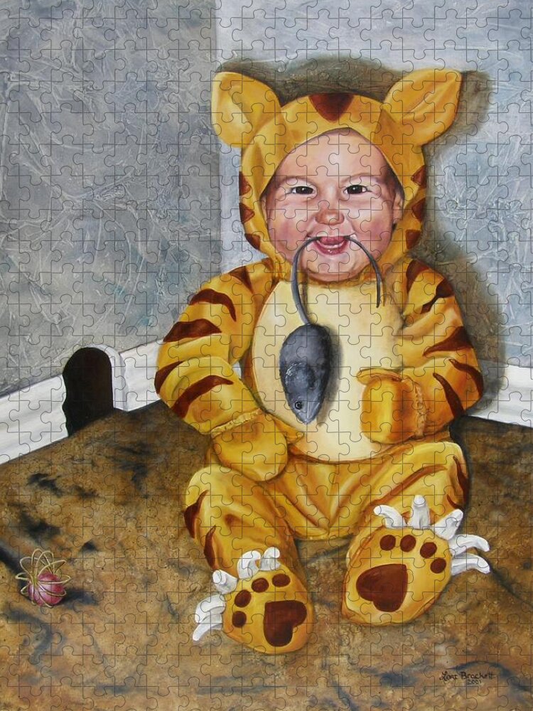 Cat Jigsaw Puzzle featuring the painting James-A-Cat by Lori Brackett