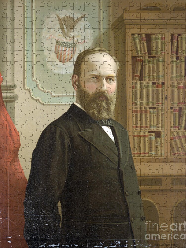 Government Jigsaw Puzzle featuring the photograph James A. Garfield, 20th American by Photo Researchers