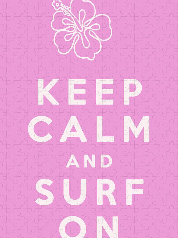 Keep Calm And Surf On Jigsaw Puzzle featuring the digital art Keep Calm and Surf On by Georgia Clare