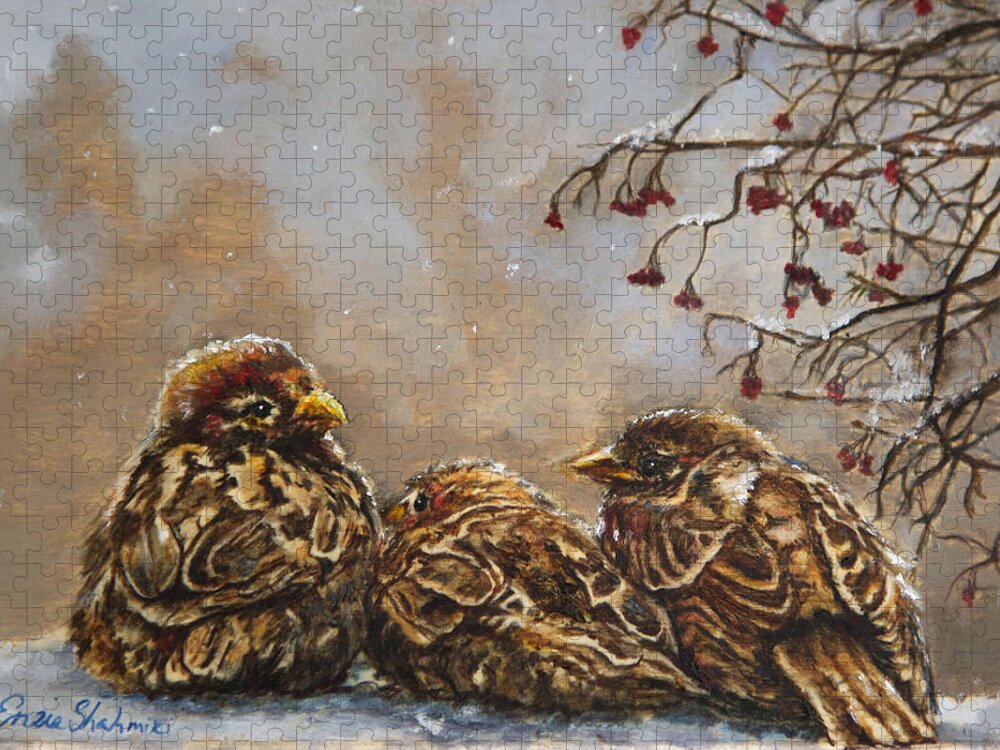 Birds Jigsaw Puzzle featuring the painting Keeping Company by Portraits By NC