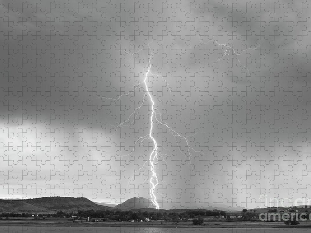  Jigsaw Puzzle featuring the photograph Lightning Twine Striking the Colorado Rocky Mountain Foothills #1 by James BO Insogna