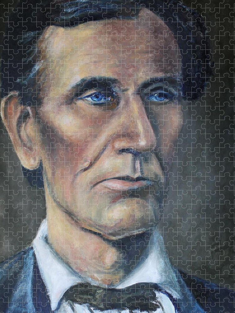 Abraham Lincoln Jigsaw Puzzle featuring the painting Lincoln Portrait #7 by Daniel W Green
