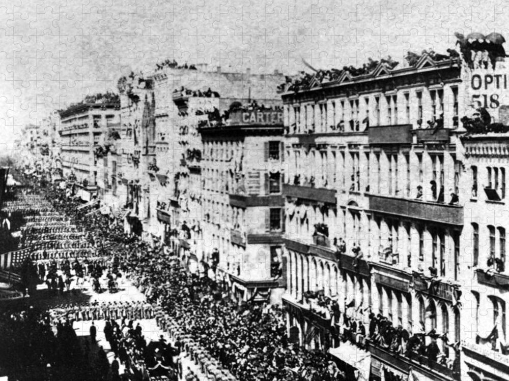 History Jigsaw Puzzle featuring the photograph Lincolns Funeral Procession, 1865 by Photo Researchers