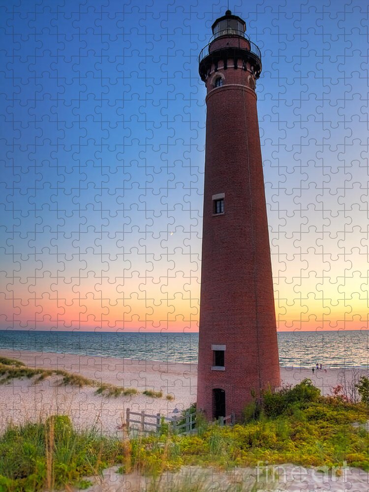 Beach Jigsaw Puzzle featuring the photograph Little Sable Point Light Station by Larry Carr