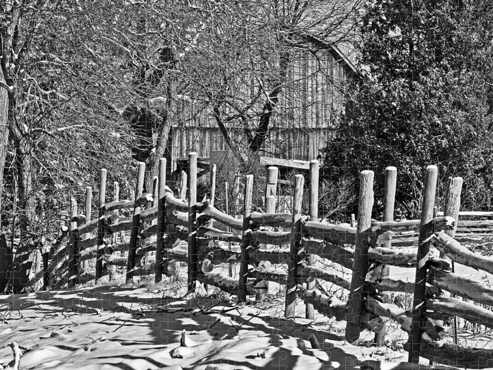 Fence Jigsaw Puzzle featuring the photograph Log Fence by Rodney Campbell