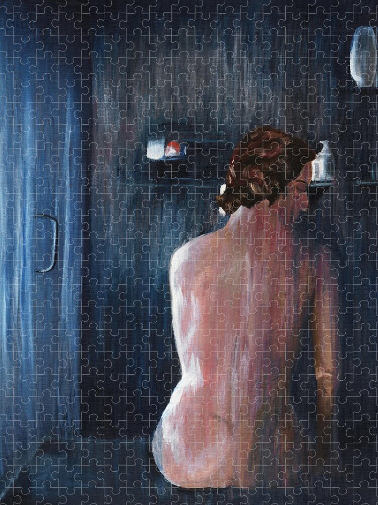 Bather Jigsaw Puzzle featuring the painting Looking Through Glass by Vic Ritchey