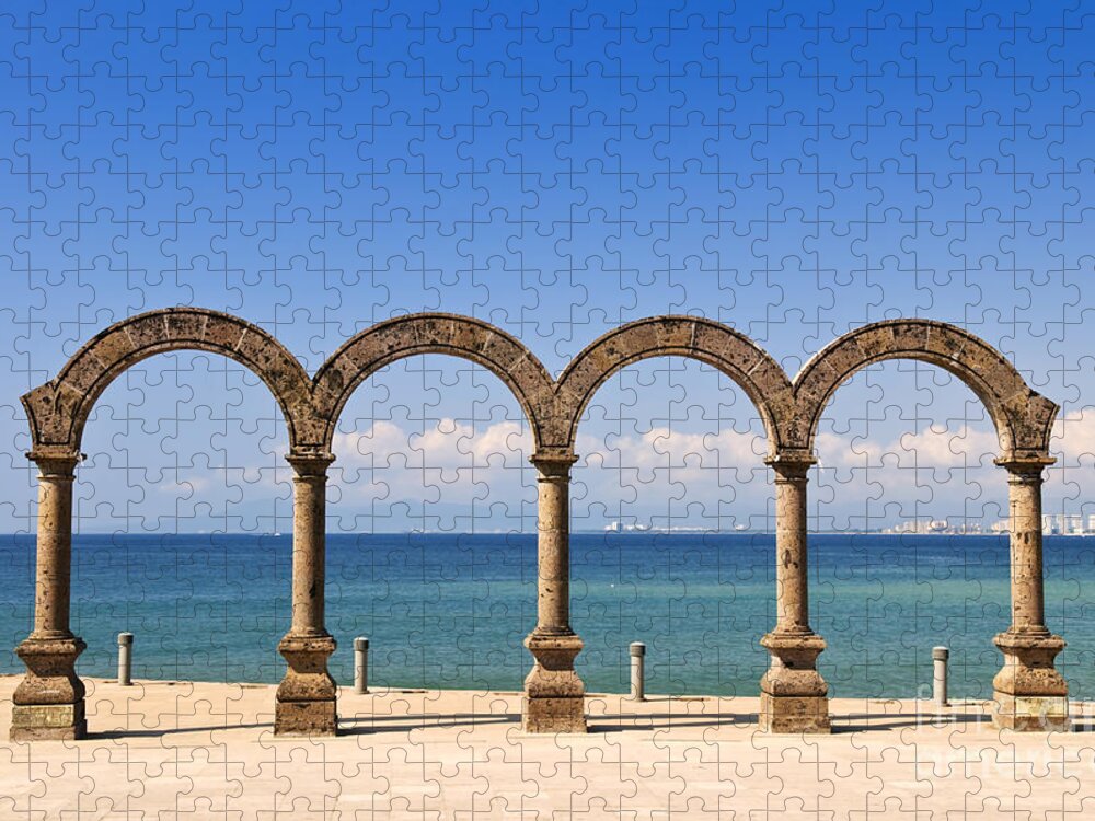 Arcos Jigsaw Puzzle featuring the photograph Los Arcos Amphitheater in Puerto Vallarta 2 by Elena Elisseeva