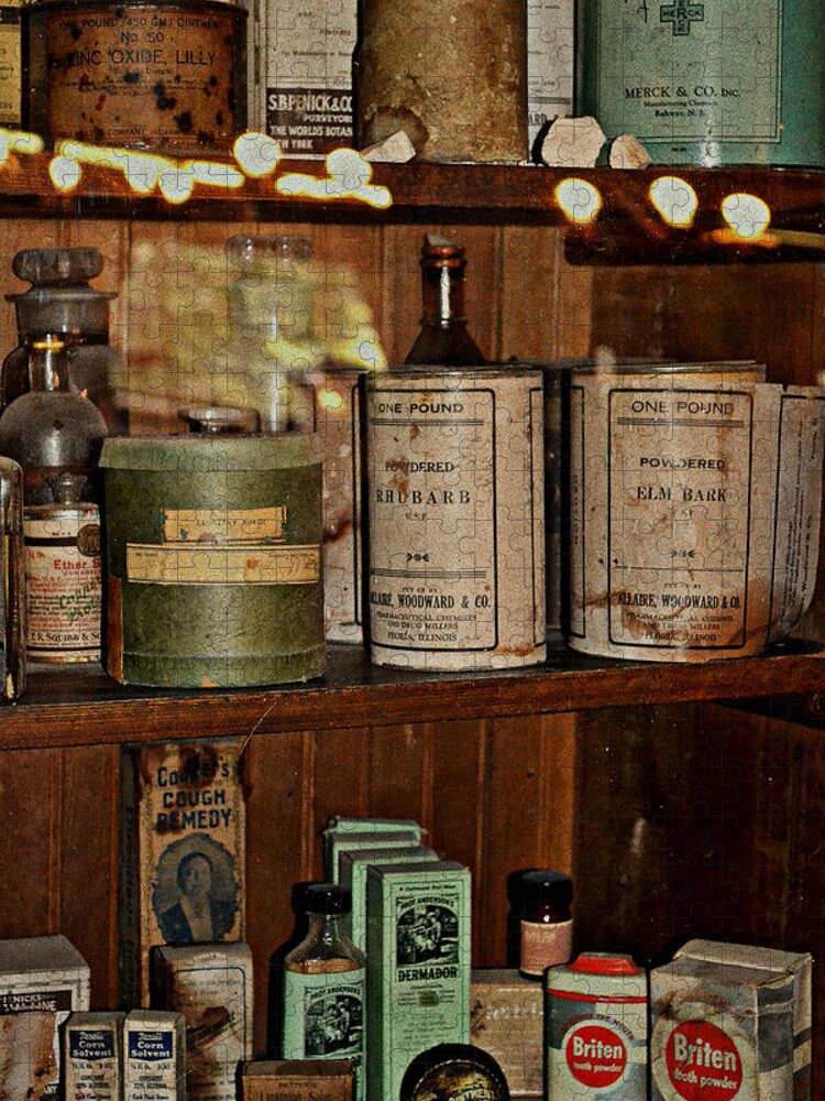 Old Medicine Bottles Jigsaw Puzzle featuring the photograph Lotions And Potions by Diane montana Jansson