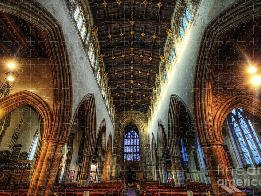 Yhun Suarez Jigsaw Puzzle featuring the photograph Loughborough Church Ceiling And Nave by Yhun Suarez