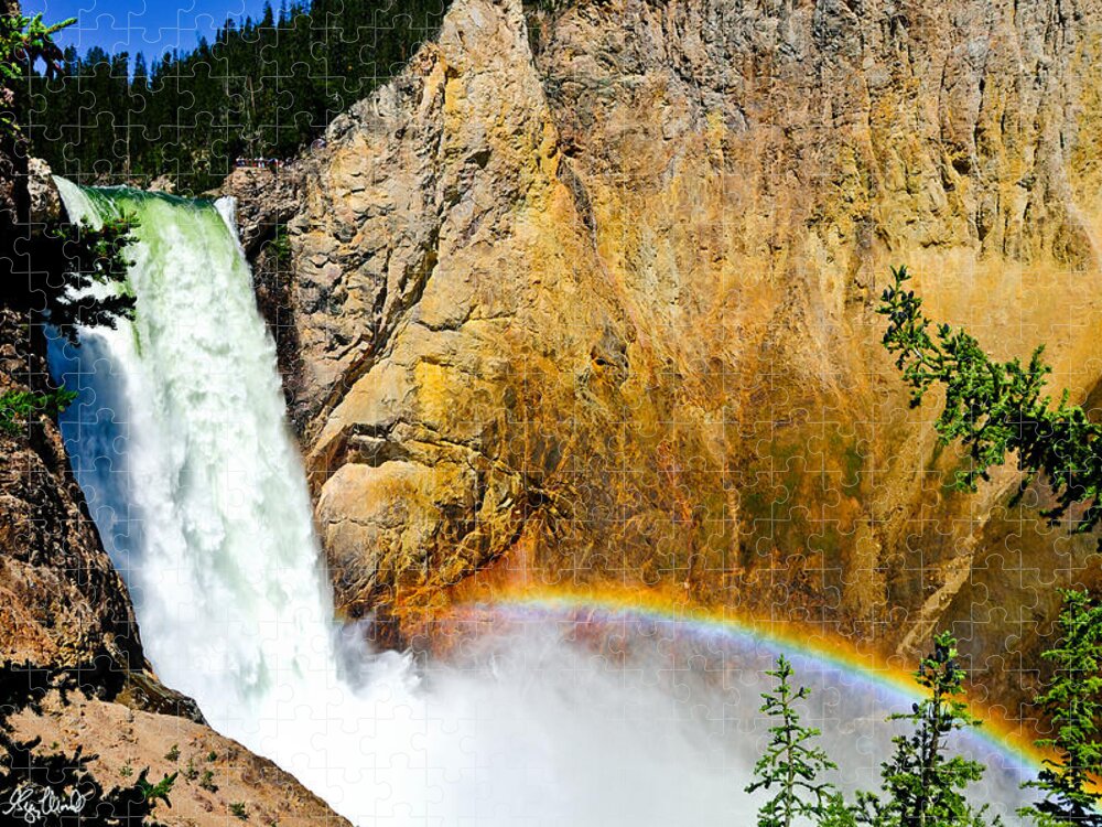Yellowstone National Park Jigsaw Puzzle featuring the photograph Lower Falls Rainbow LE by Greg Norrell