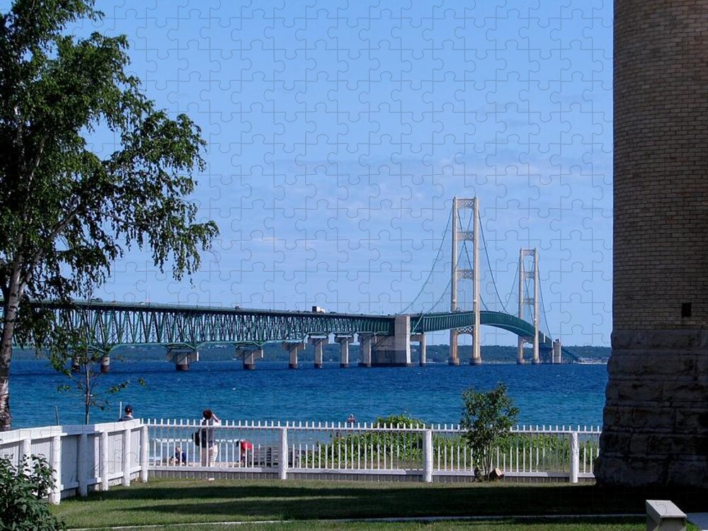 Mackinac Bridge Jigsaw Puzzle featuring the photograph Mackinac Bridge in July by Keith Stokes