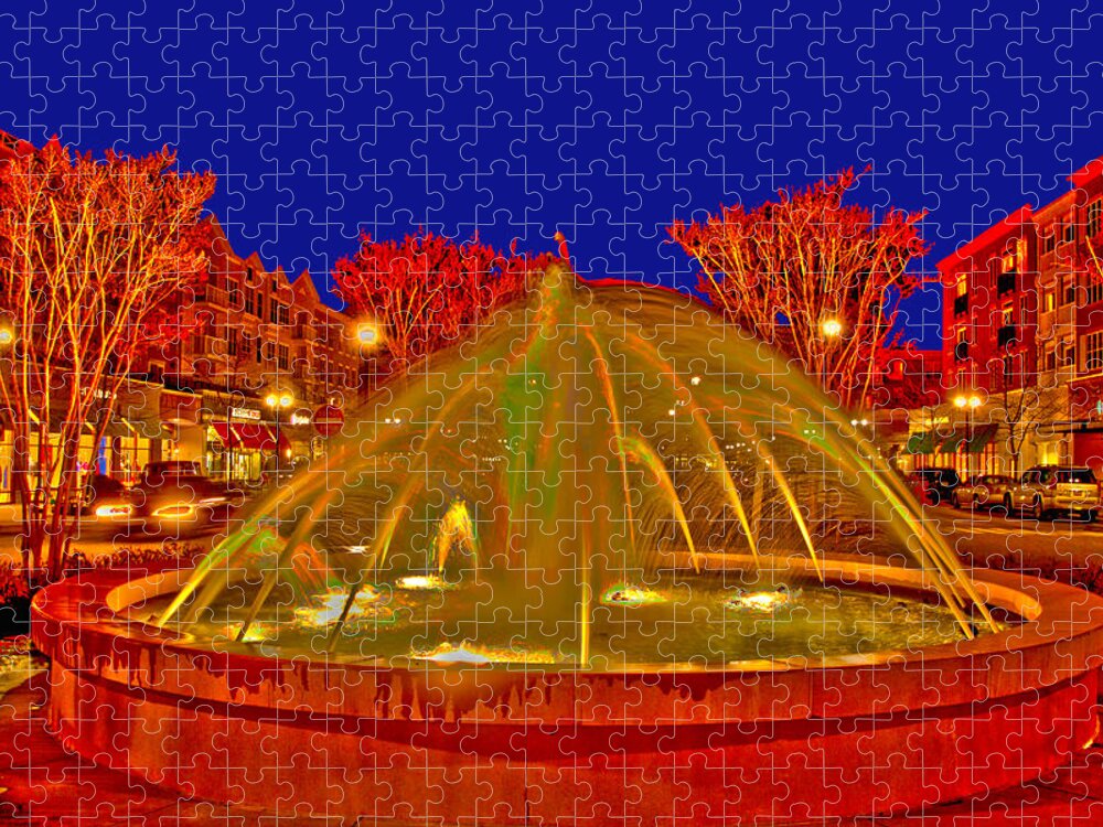 Market Common Jigsaw Puzzle featuring the photograph Market Common Fountain by Bill Barber