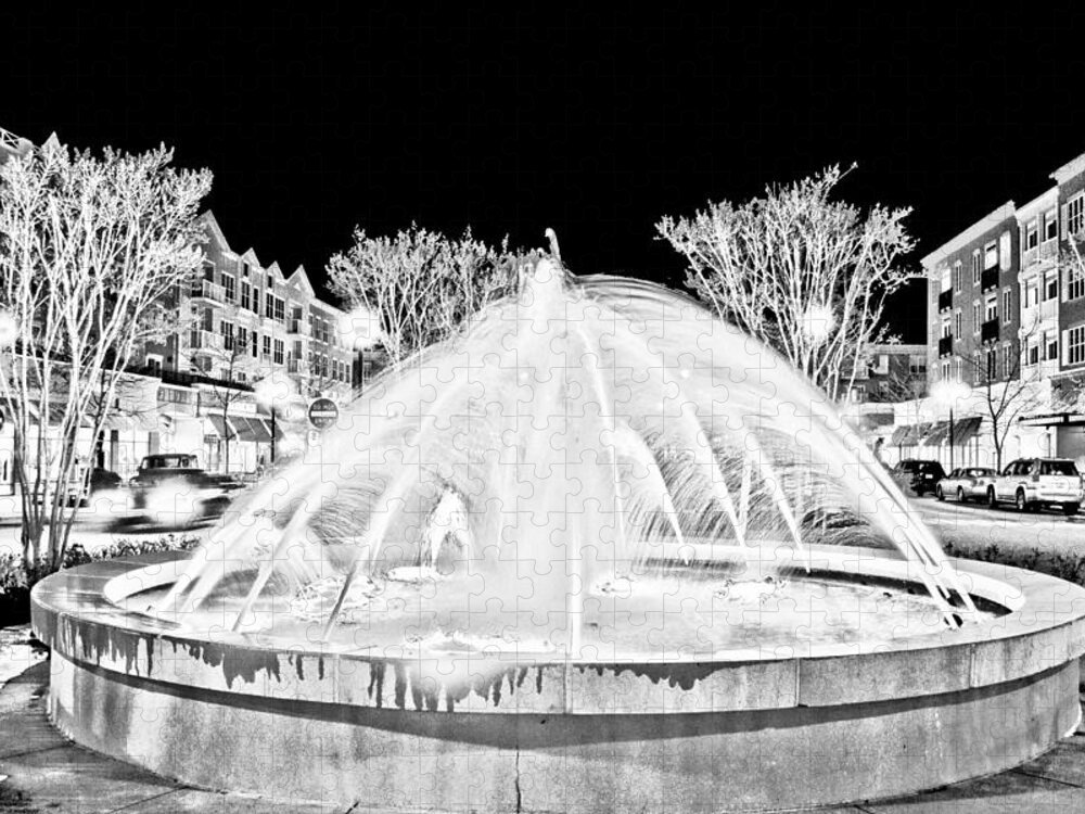 Market Common Jigsaw Puzzle featuring the photograph Market Common Fountain Infrared by Bill Barber