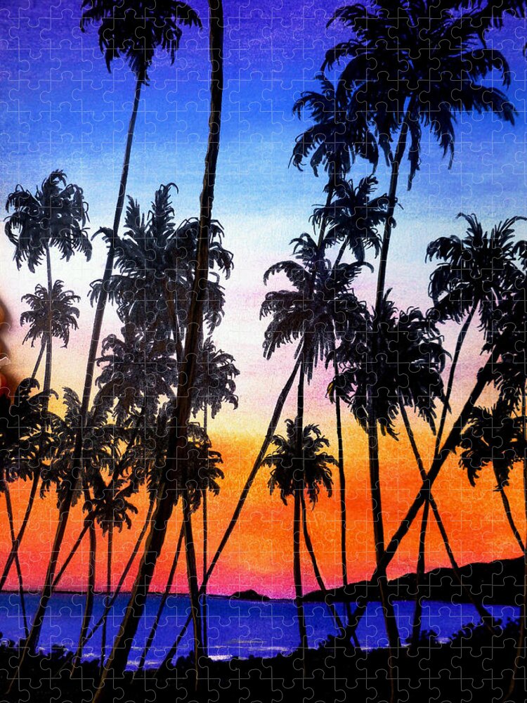 Tropical Jigsaw Puzzle featuring the pastel Mayaro Red Dawn by Karin Dawn Kelshall- Best
