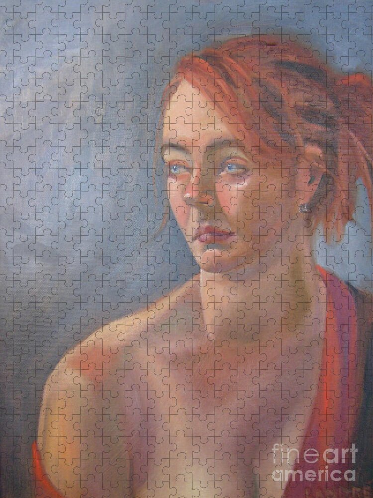 Figure Art Jigsaw Puzzle featuring the painting Memories in Red by Lilibeth Andre