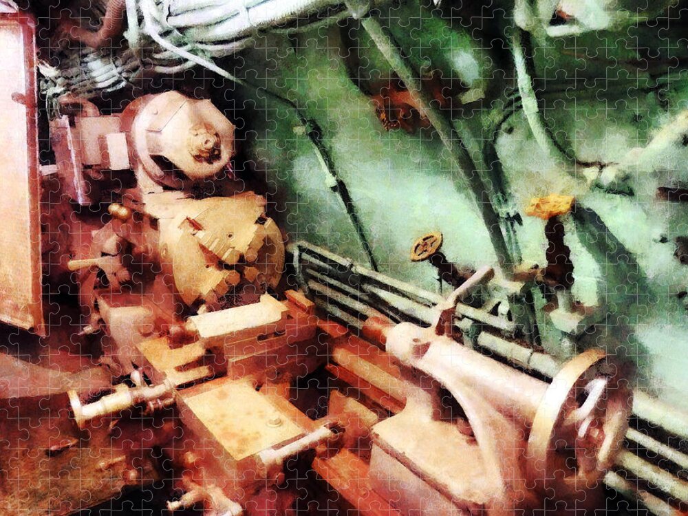 Lathe Jigsaw Puzzle featuring the photograph Metal Lathe in Submarine by Susan Savad